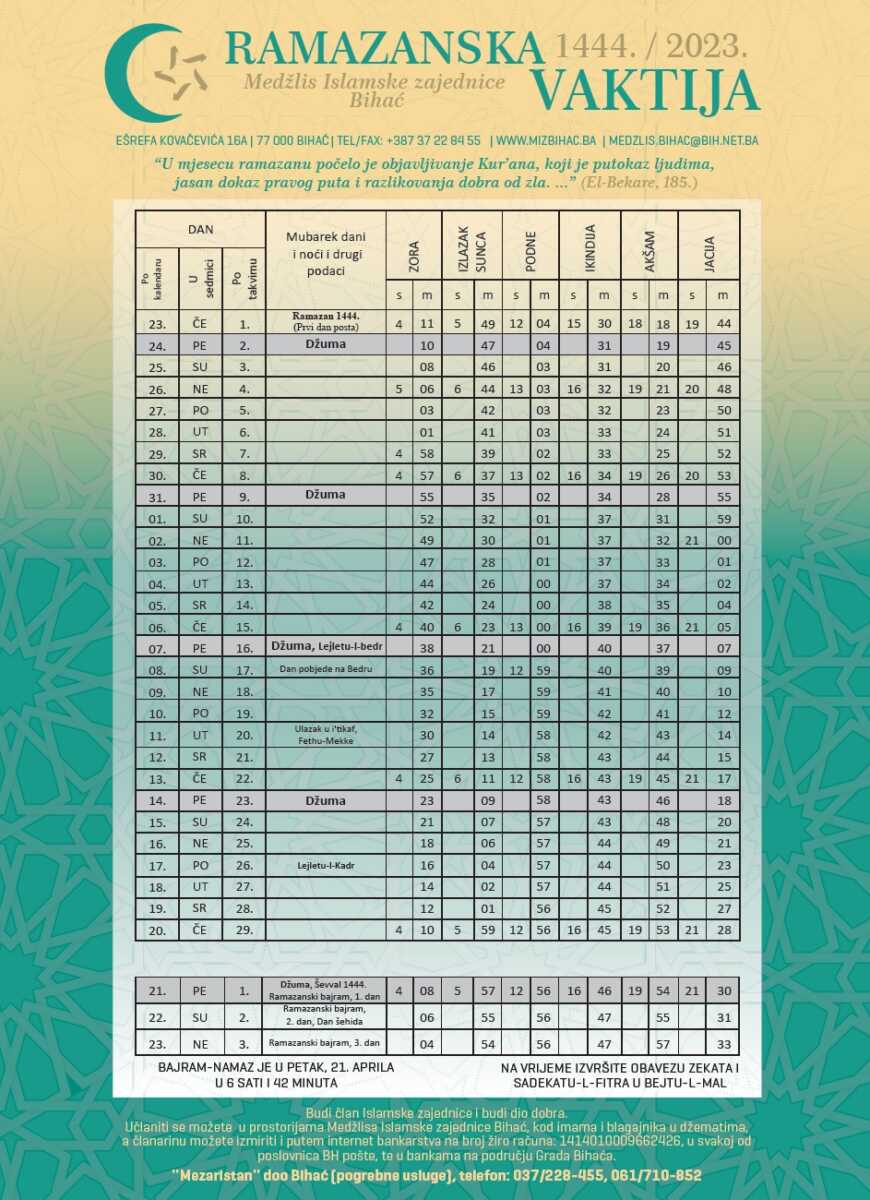 Ramazanska vaktija Bihac 2023