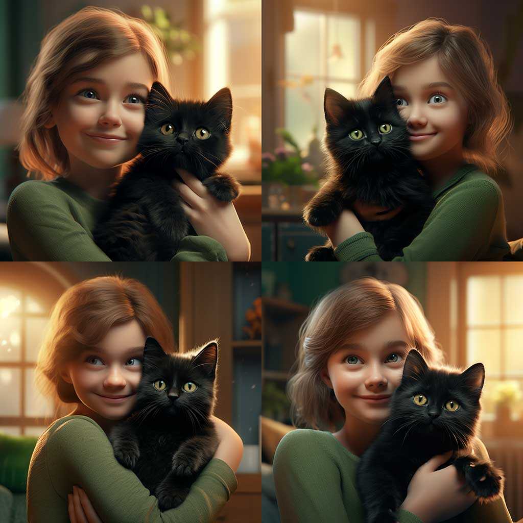 mačka i sretna djevojčica